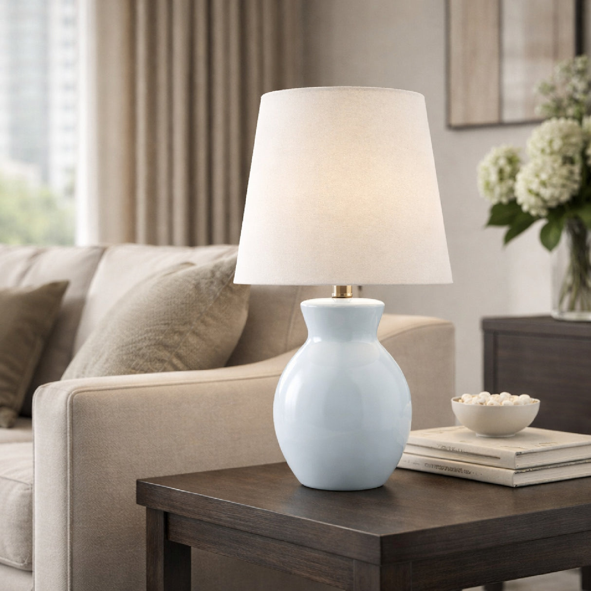 Modern European furniture - White Cotton Ceramic Table Lamp - www.oroa.com | Oroa.com
