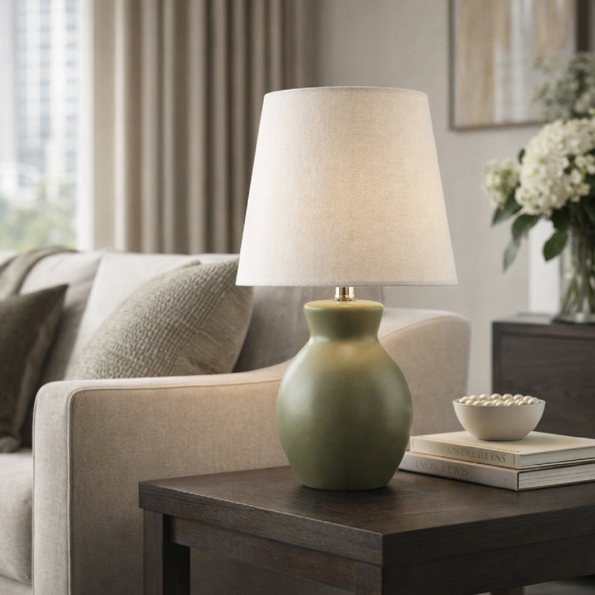 Modern European furniture - White Cotton Ceramic Table Lamp - www.oroa.com | Oroa.com