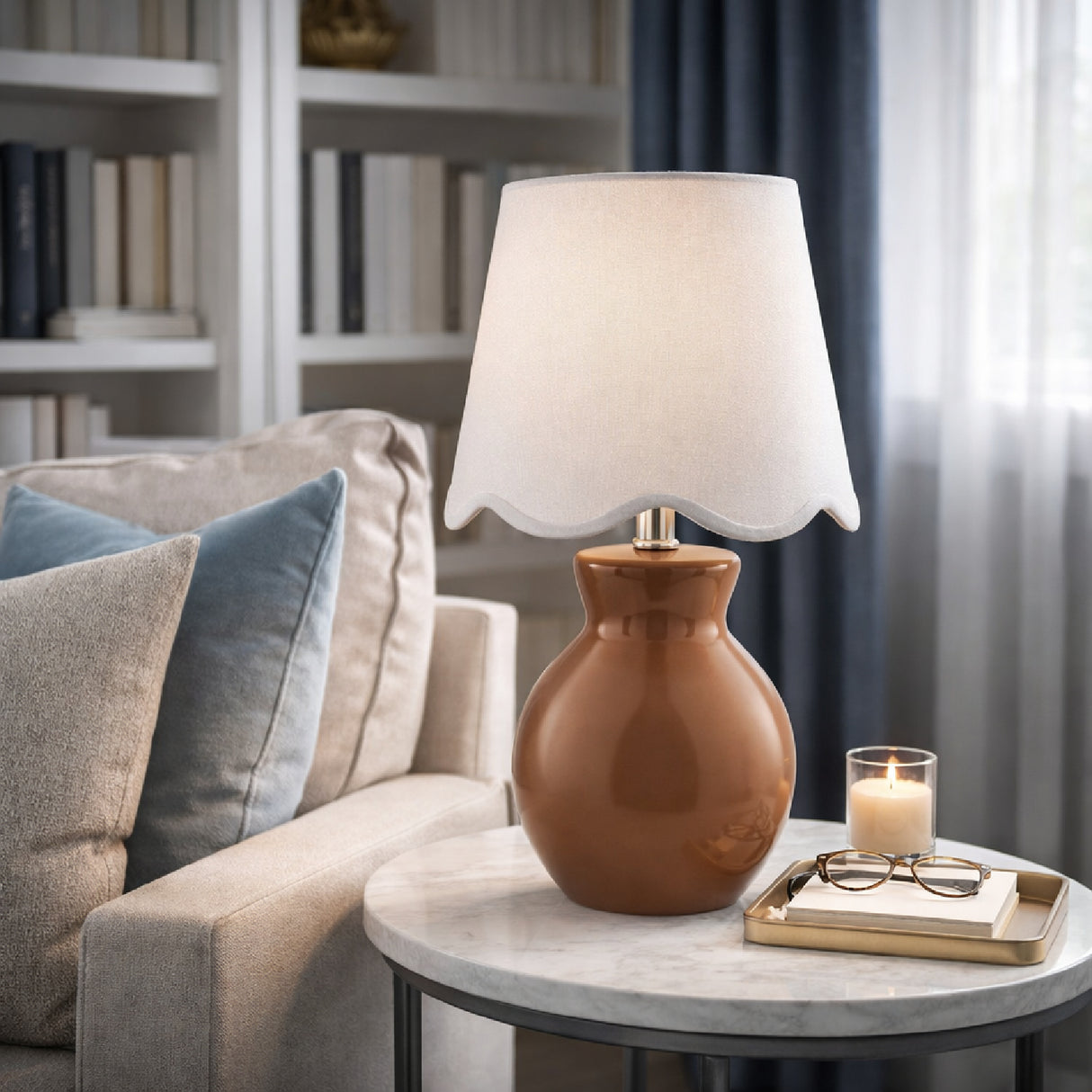 Modern European furniture - Scalloped Edge Accent Table Lamp - www.oroa.com | Oroa.com