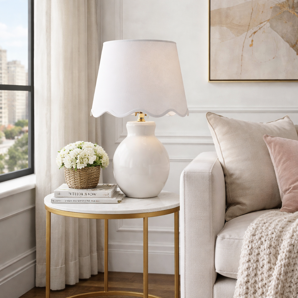 Modern European furniture - Scalloped Edge Accent Table Lamp - www.oroa.com | Oroa.com
