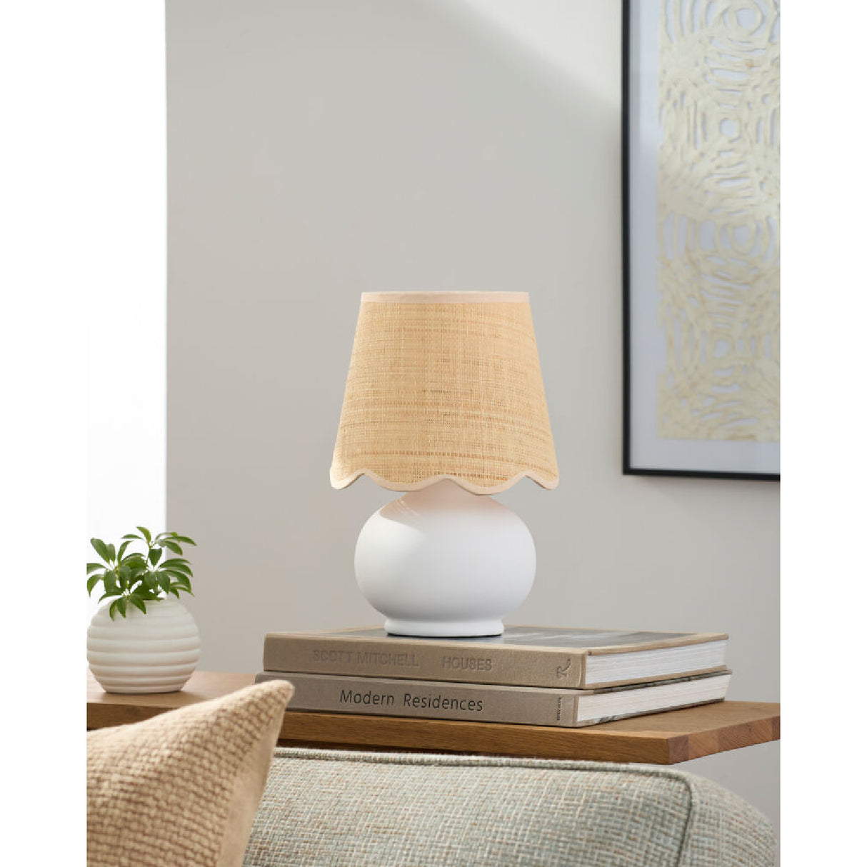 Modern European furniture - Beige Raffia Accent Table Lamp - www.oroa.com | Oroa.com
