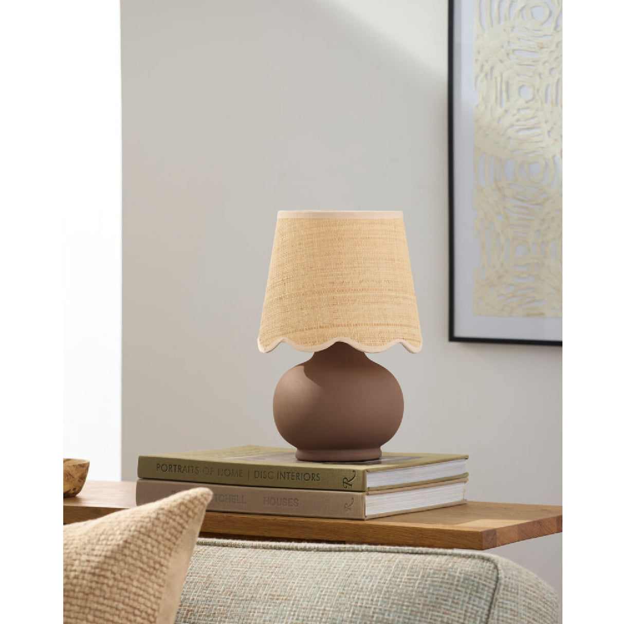 Modern European furniture - Beige Raffia Accent Table Lamp - www.oroa.com | Oroa.com