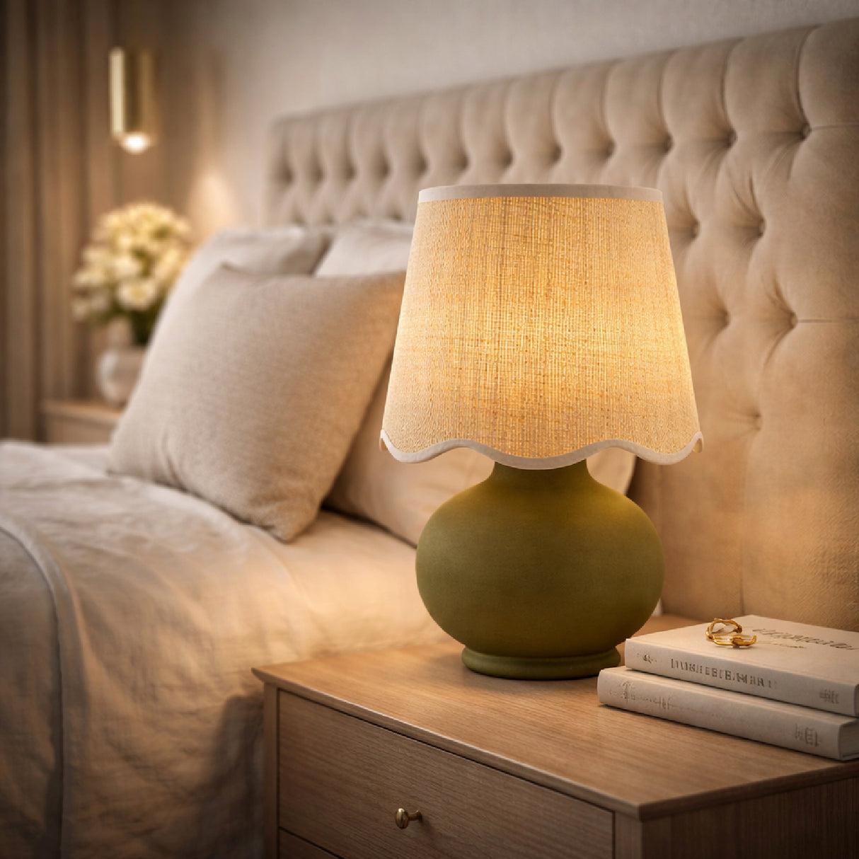 Modern European furniture - Beige Raffia Accent Table Lamp - www.oroa.com | Oroa.com