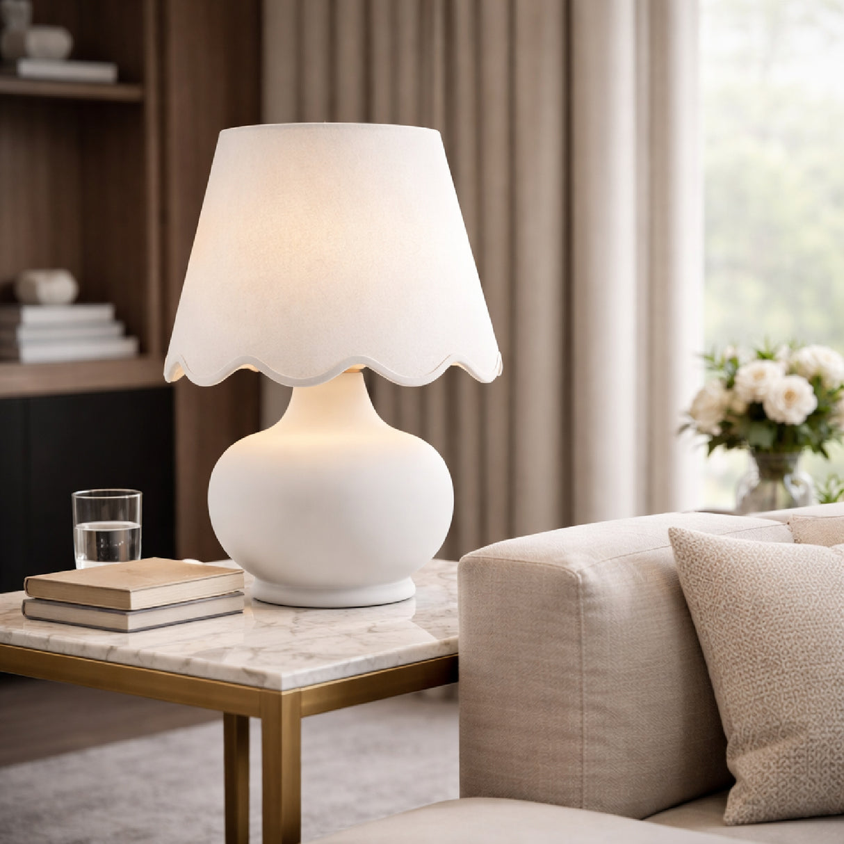 Modern European furniture - Scalloped Raffia Accent Table Lamp - www.oroa.com | Oroa.com