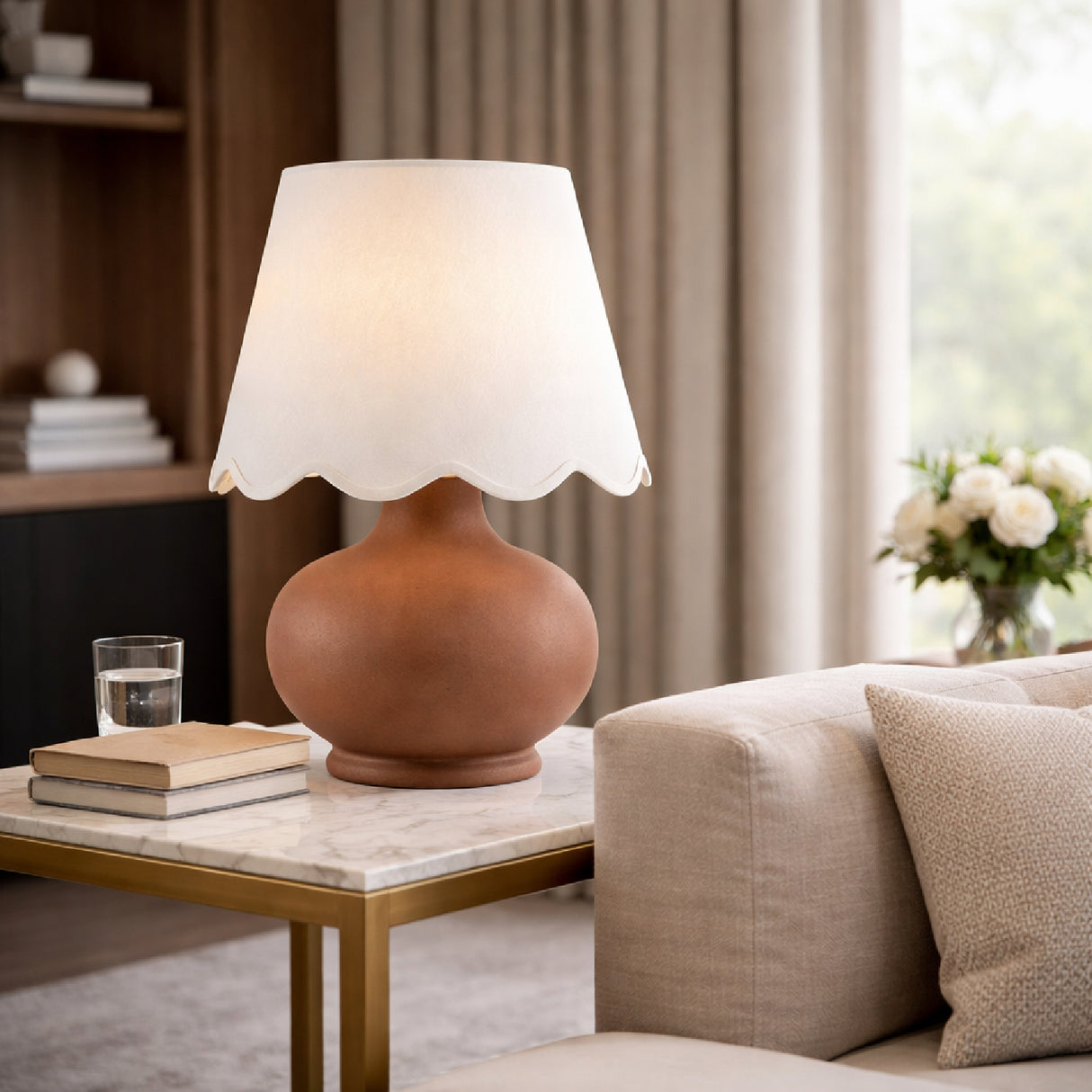 Modern European furniture - Scalloped Raffia Accent Table Lamp - www.oroa.com | Oroa.com