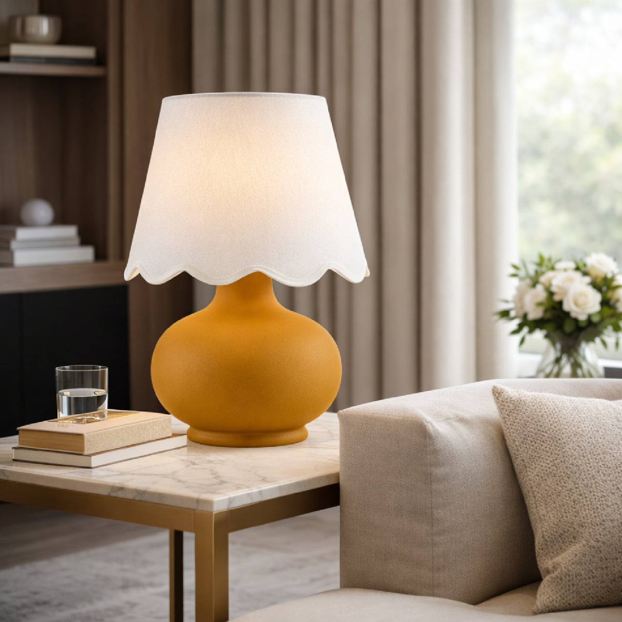 Modern European furniture - Scalloped Raffia Accent Table Lamp - www.oroa.com | Oroa.com