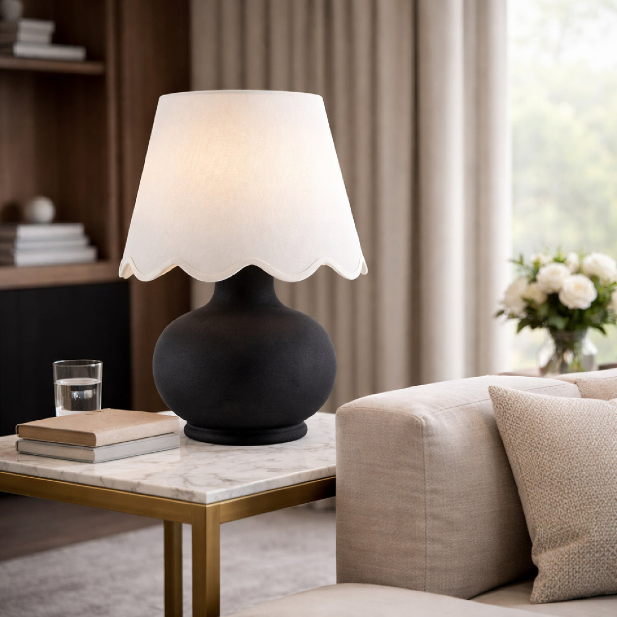 Modern European furniture - Scalloped Raffia Accent Table Lamp - www.oroa.com | Oroa.com