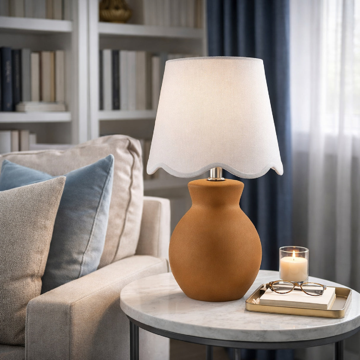 Modern European furniture - Scalloped Edge Accent Table Lamp - www.oroa.com | Oroa.com