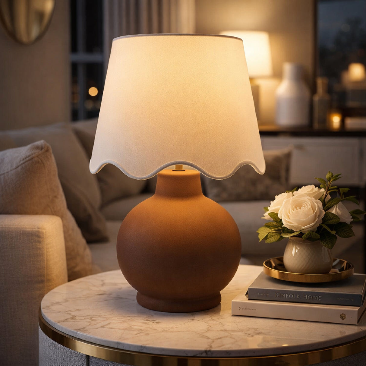 Modern European furniture - Wavy Linen Ceramic Table Lamp - www.oroa.com | Oroa.com