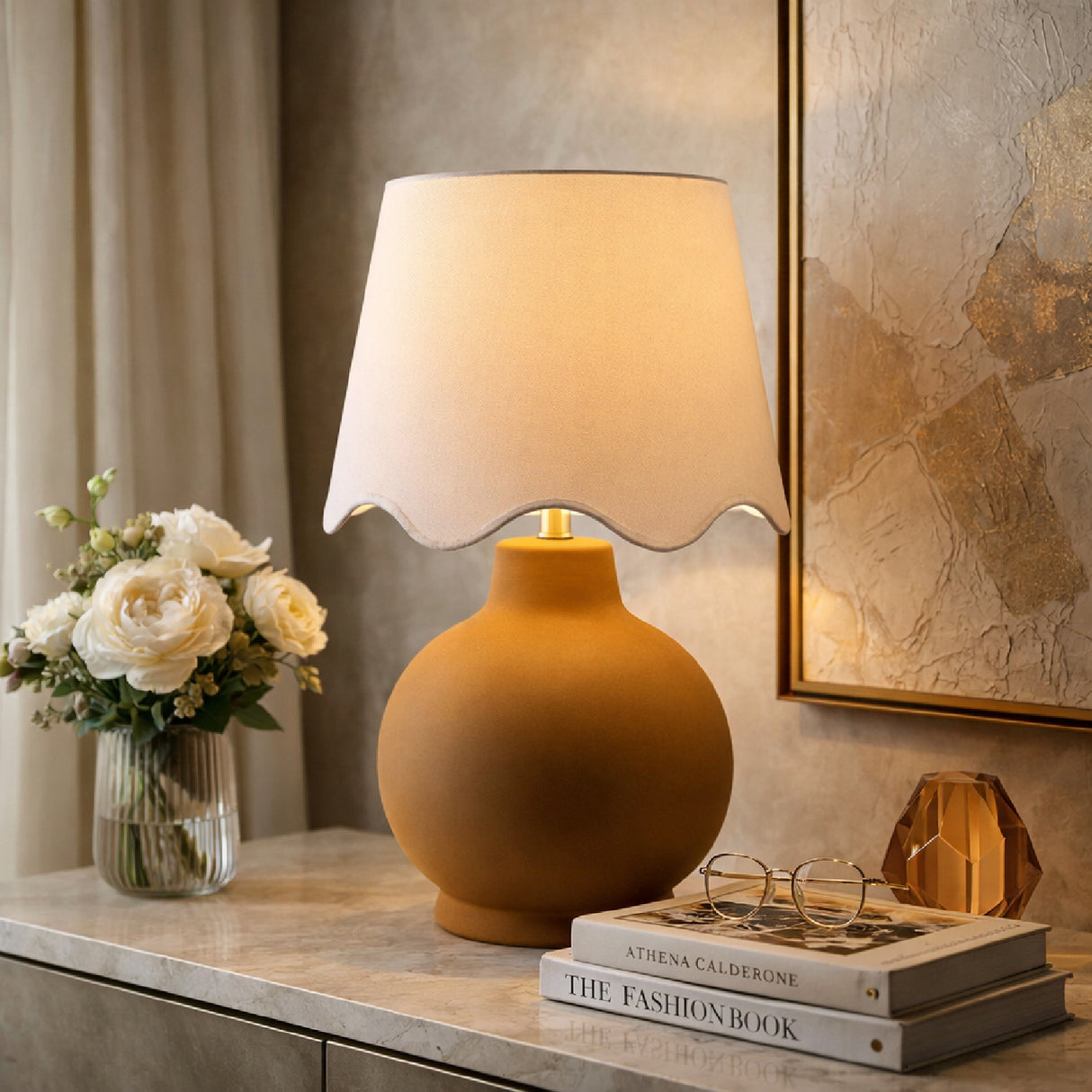 Modern European furniture - Wavy Linen Ceramic Table Lamp - www.oroa.com | Oroa.com