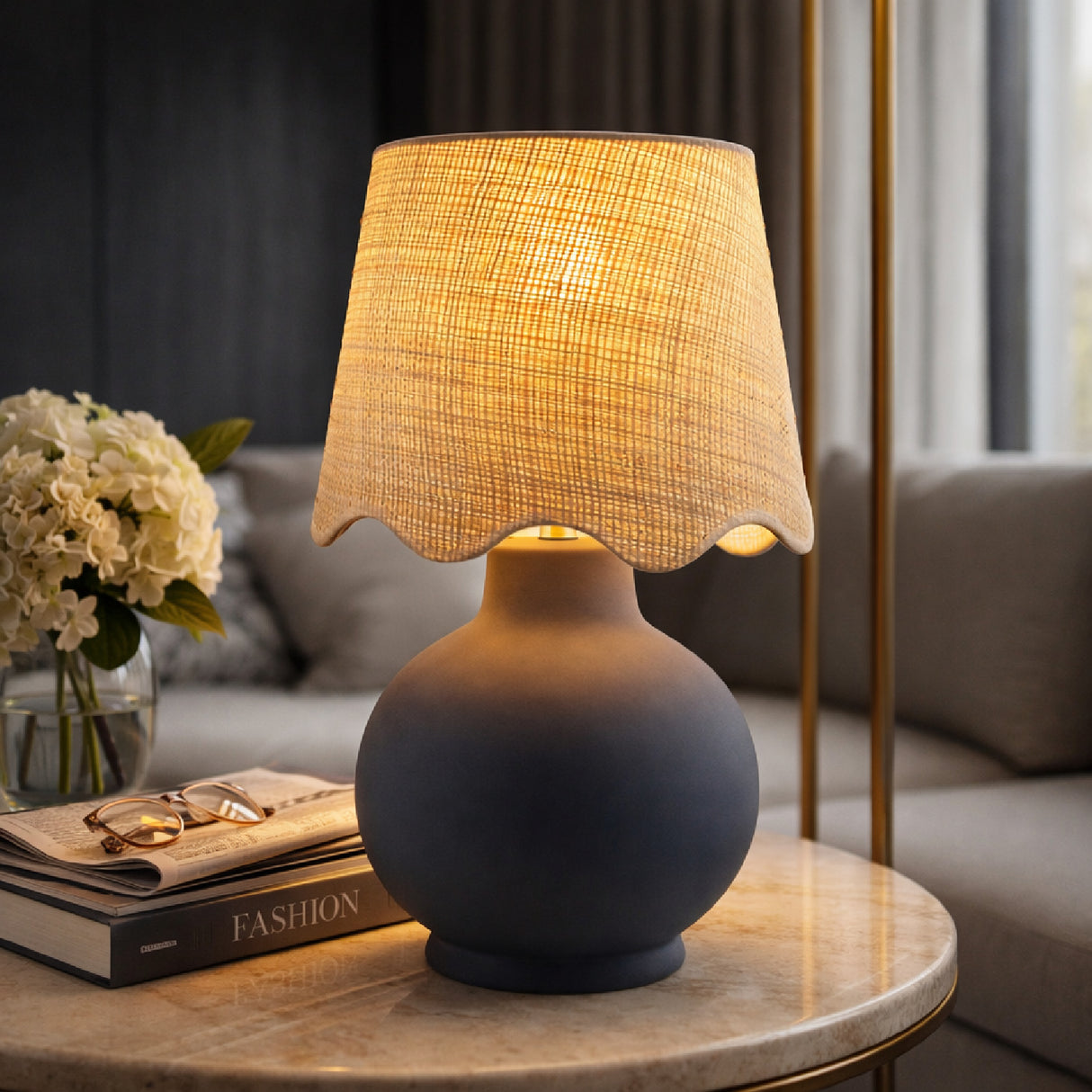 Modern European furniture - Wavy Linen Ceramic Table Lamp - www.oroa.com | Oroa.com