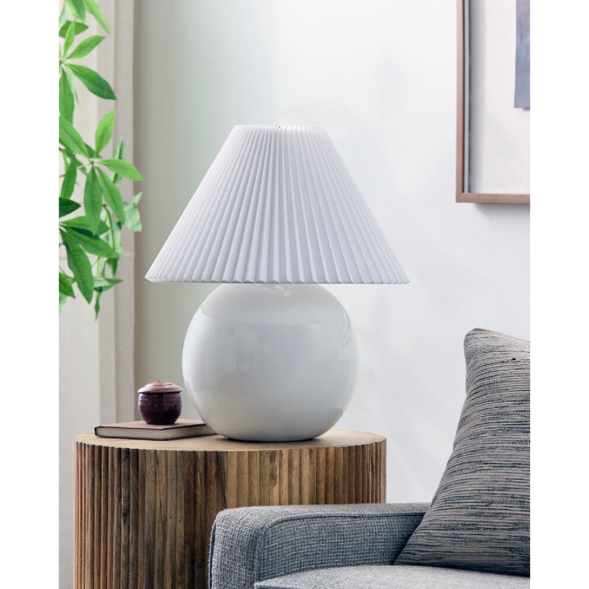 Modern European furniture - Pleated White Fabric Table Lamp - www.oroa.com | Oroa.com