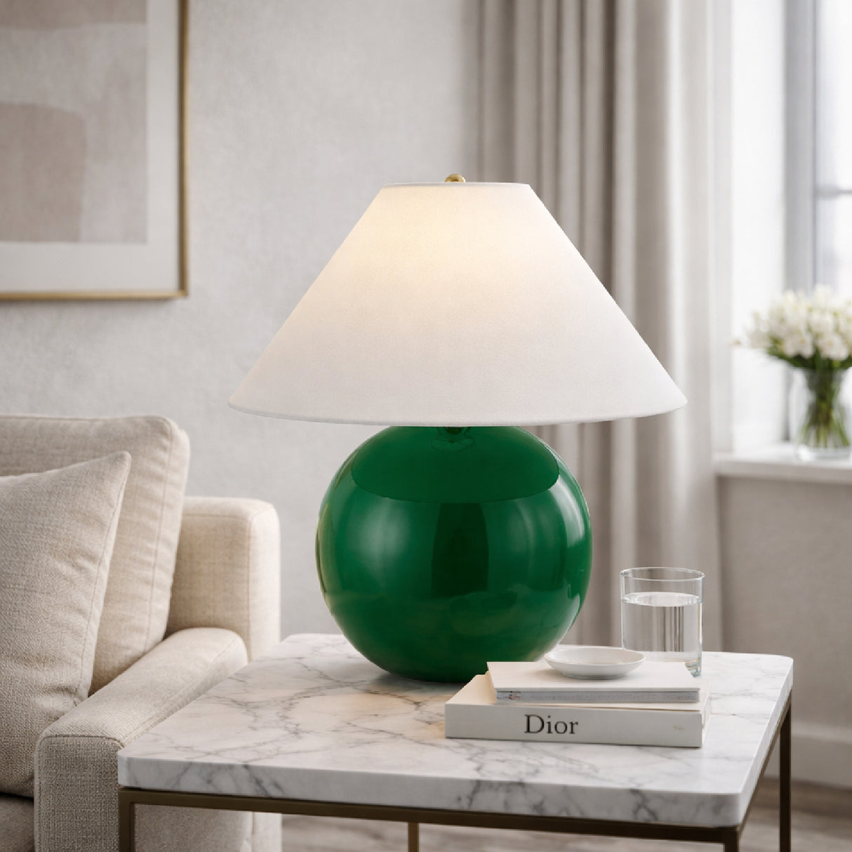 Modern European furniture - White Empire Fabric Table Lamp - www.oroa.com | Oroa.com