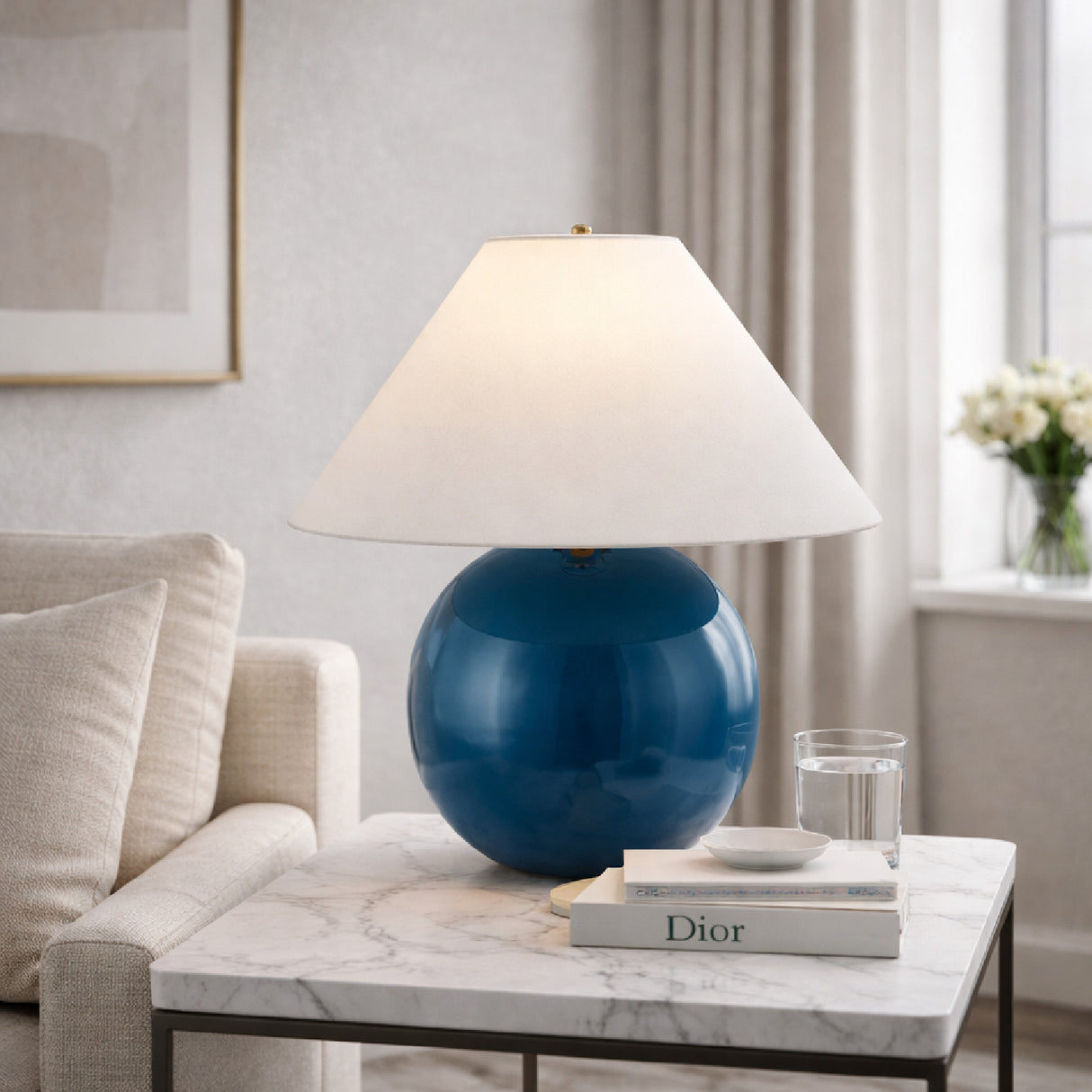 Modern European furniture - White Empire Fabric Table Lamp - www.oroa.com | Oroa.com