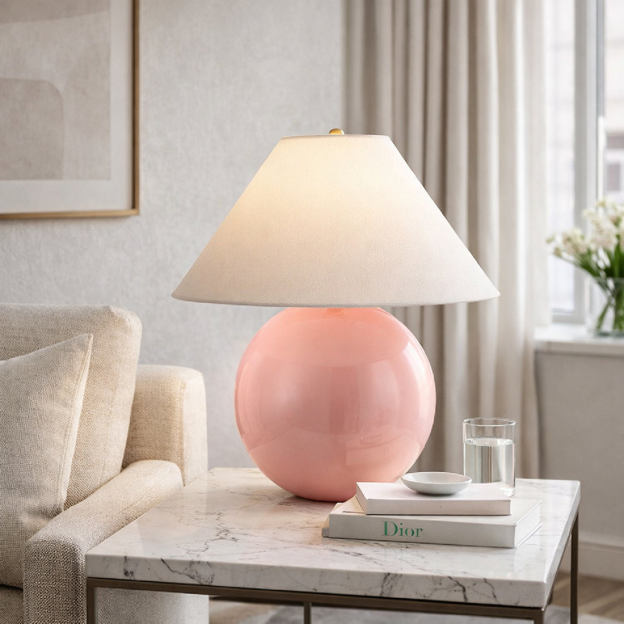 Modern European furniture - White Empire Fabric Table Lamp - www.oroa.com | Oroa.com