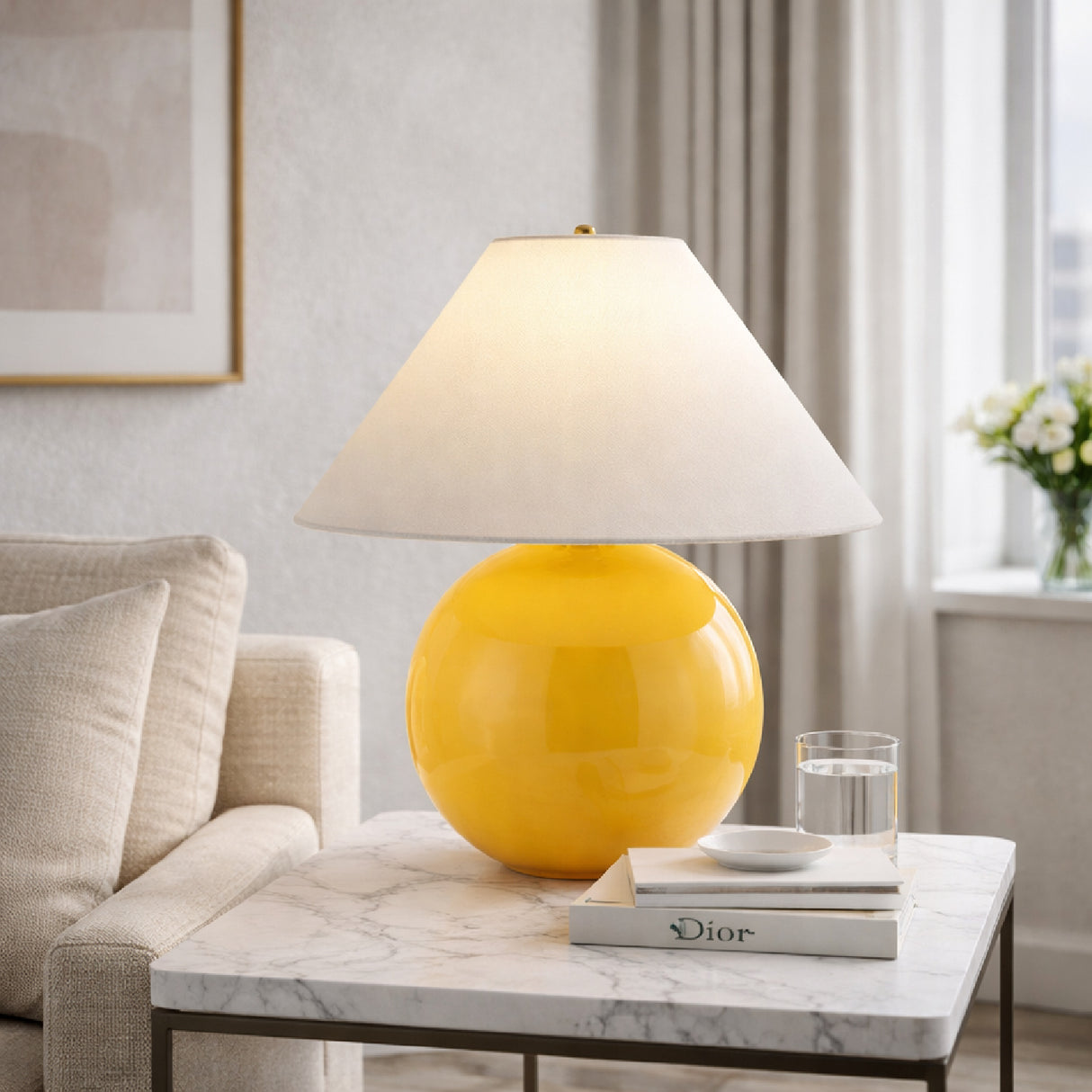 Modern European furniture - White Empire Fabric Table Lamp - www.oroa.com | Oroa.com