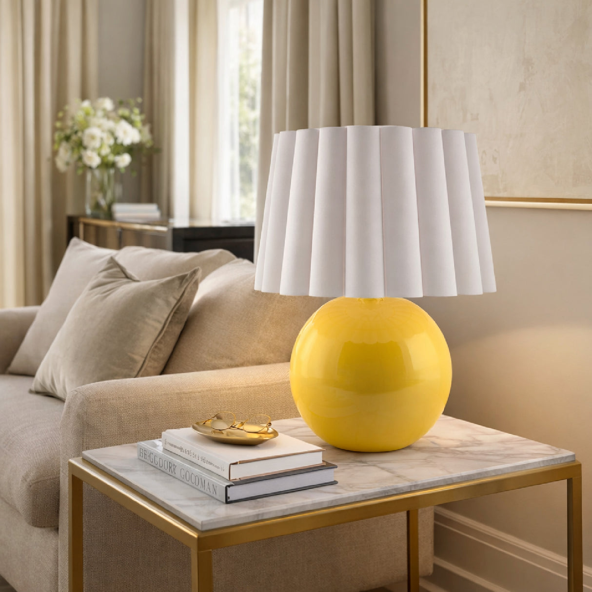 Modern European furniture - Scalloped White Fabric Table Lamp - www.oroa.com | Oroa.com