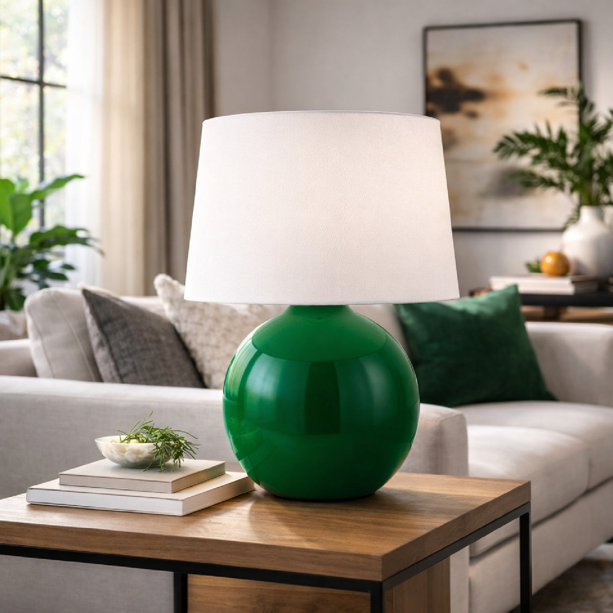 Modern European furniture - Glazed Globe Ceramic Table Lamp - www.oroa.com | Oroa.com