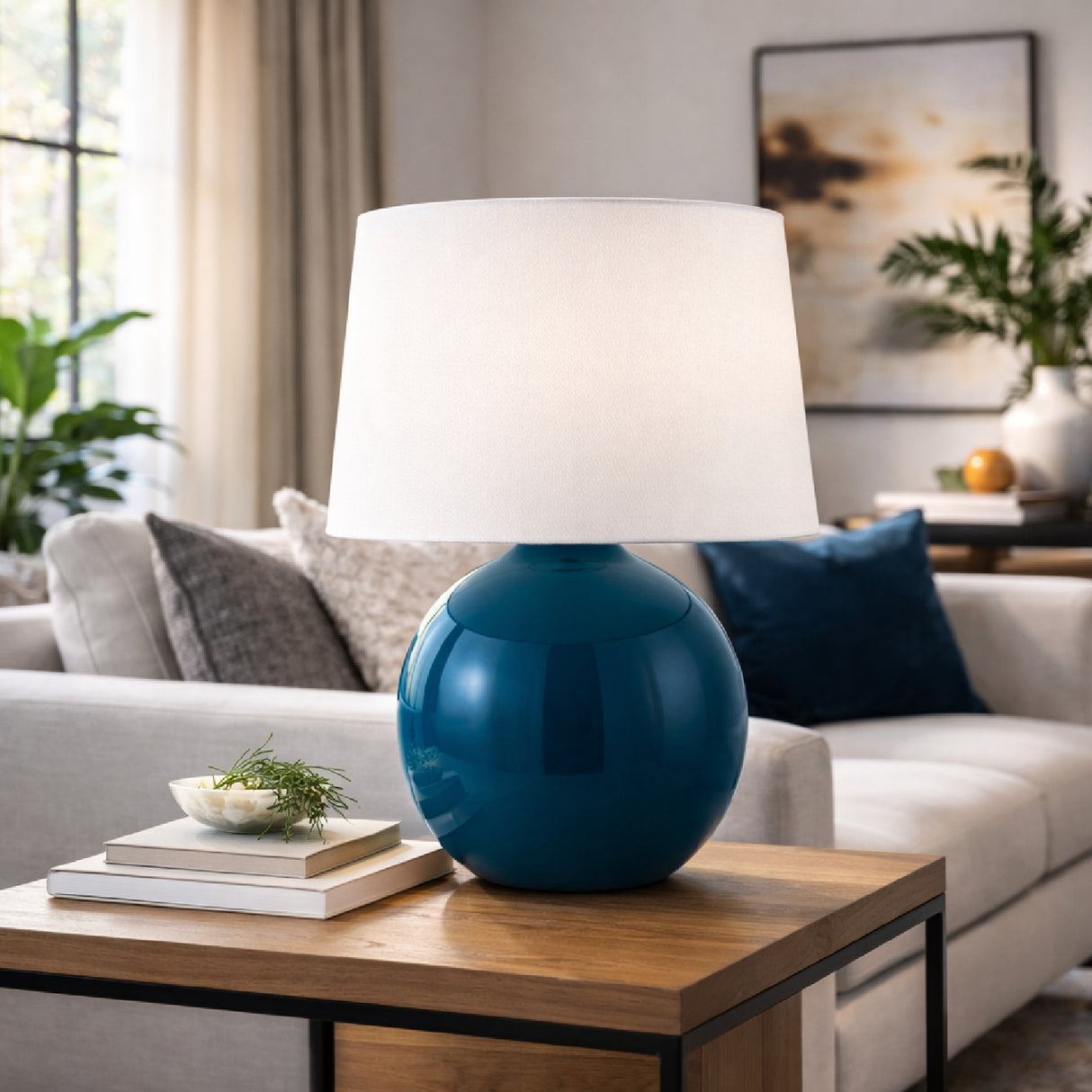 Modern European furniture - Glazed Globe Ceramic Table Lamp - www.oroa.com | Oroa.com