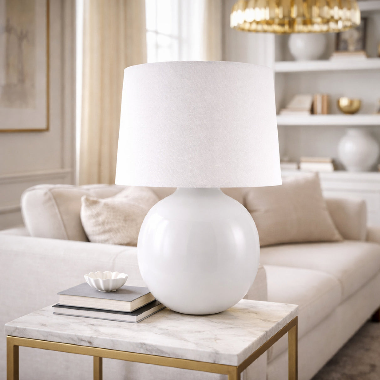 Modern European furniture - Glazed Globe Ceramic Table Lamp - www.oroa.com | Oroa.com