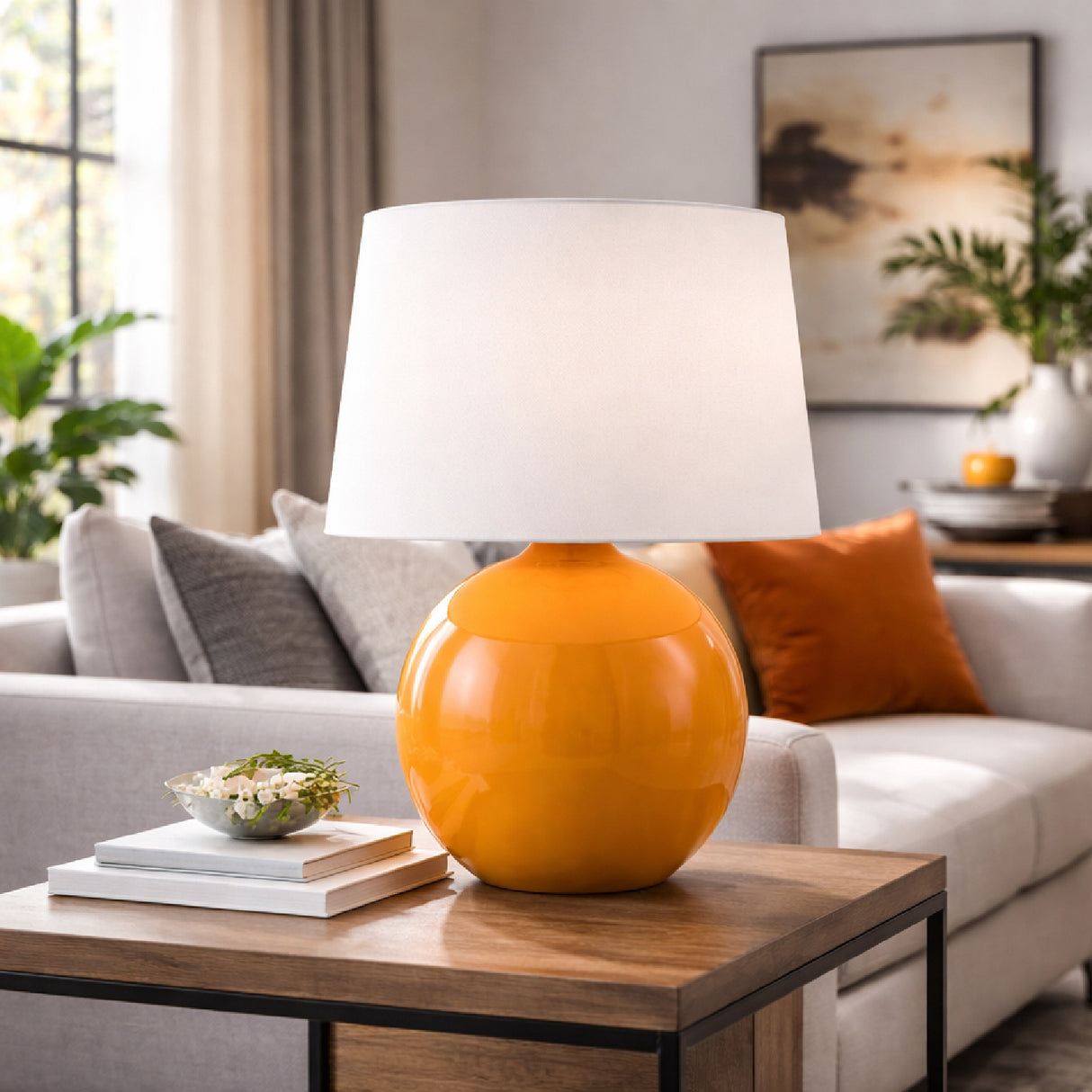 Modern European furniture - Glazed Globe Ceramic Table Lamp - www.oroa.com | Oroa.com