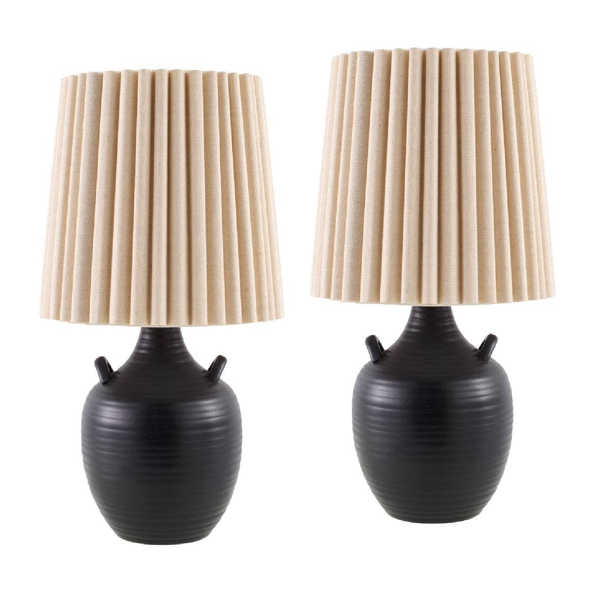 Modern European furniture - Ceramic Fluted Linen Table Lamps (2) - www.oroa.com | Oroa.com