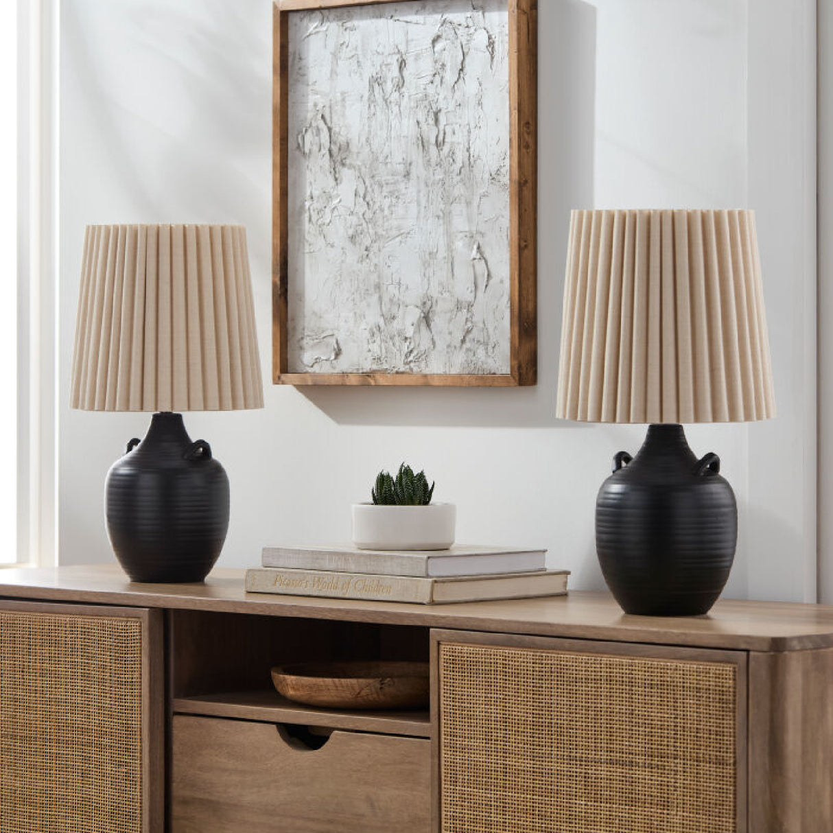 Modern European furniture - Ceramic Fluted Linen Table Lamps (2) - www.oroa.com | Oroa.com