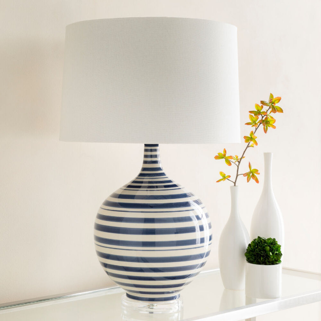Modern European furniture - Navy Stripes Ceramic Table Lamp - www.oroa.com | Oroa.com