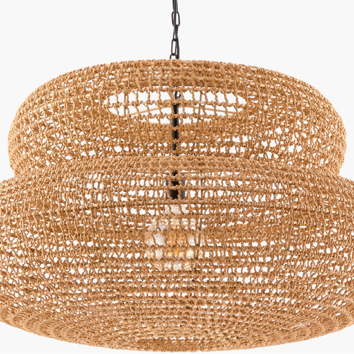 Modern European furniture - Brown Woven 2-Tier Pendant Lamp - www.oroa.com | Oroa.com