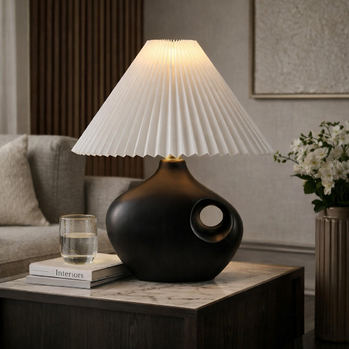 Modern European furniture - Pleated Linen Accent Table Lamp - www.oroa.com | Oroa.com