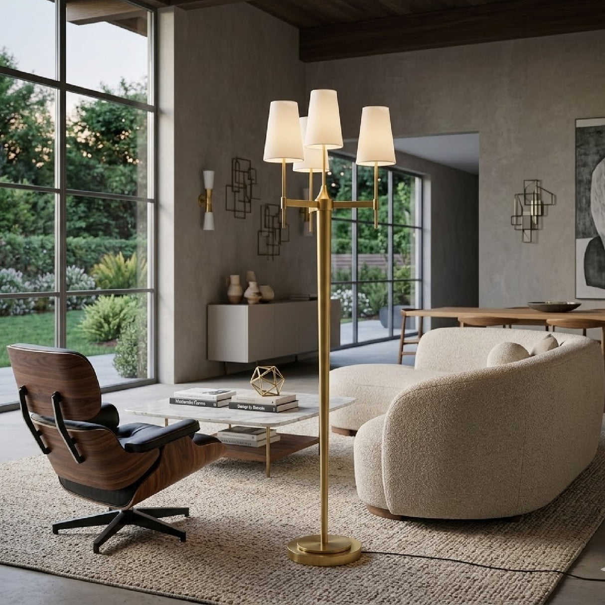 Modern European furniture - White Linen 3-Light Floor Lamp - www.oroa.com | Oroa.com