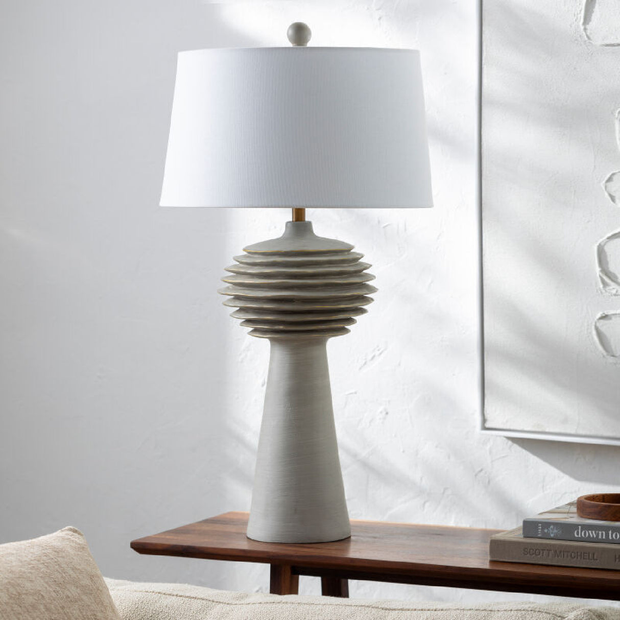 Modern European furniture - Gray Sculptured Accent Table Lamp - www.oroa.com | Oroa.com