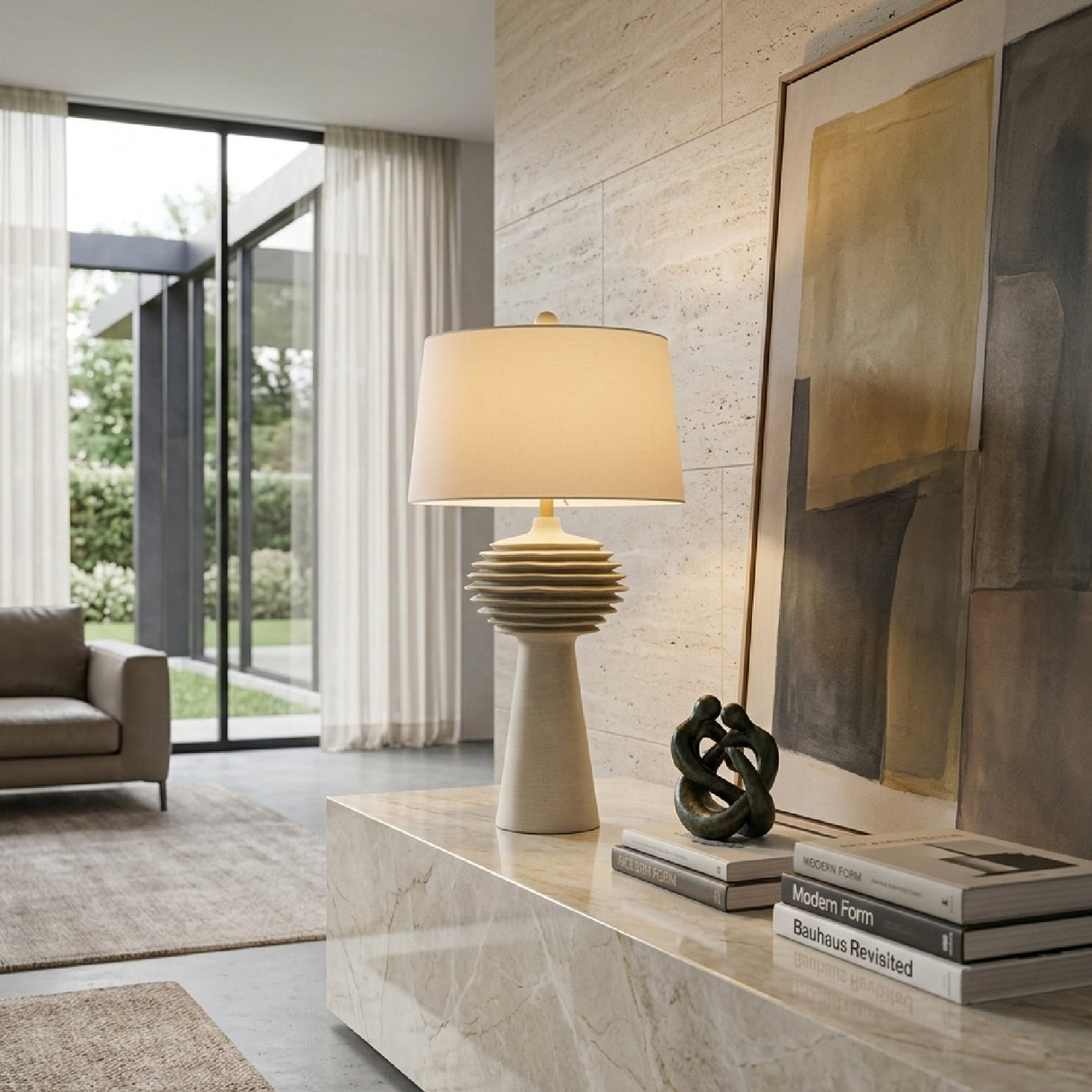 Modern European furniture - Gray Sculptured Accent Table Lamp - www.oroa.com | Oroa.com