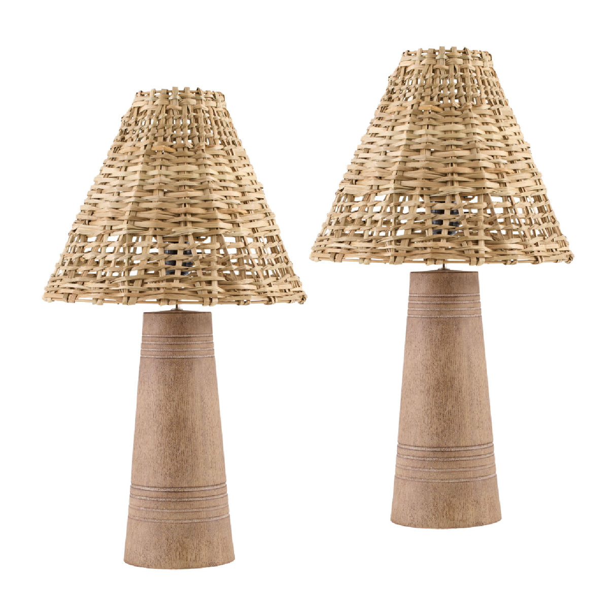 Modern European furniture - Woven Rattan Accent Table Lamps (2) - www.oroa.com | Oroa.com
