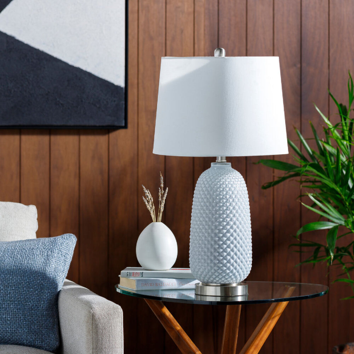 Modern European furniture - Gray Textured Glass Table Lamp - www.oroa.com | Oroa.com