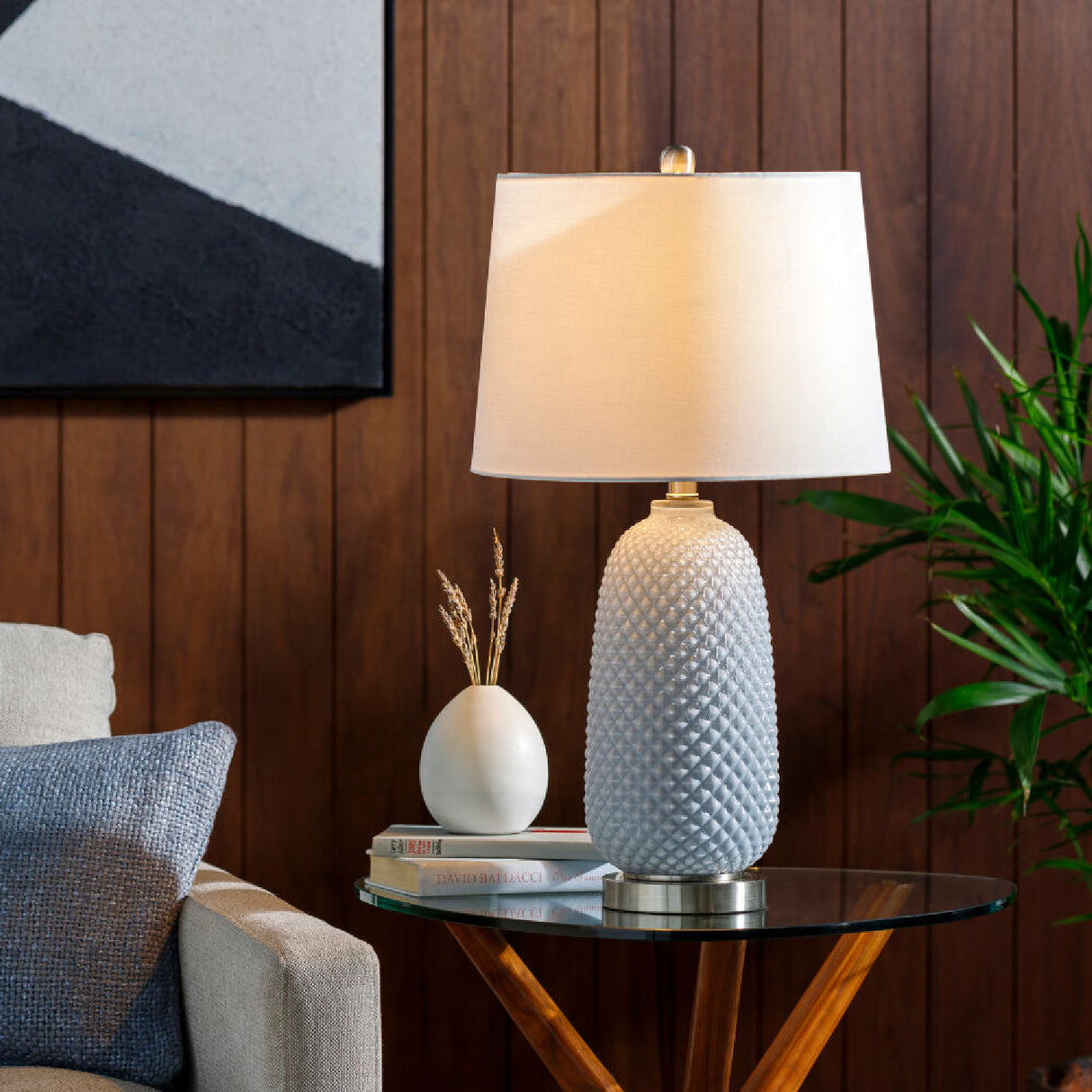 Modern European furniture - Gray Textured Glass Table Lamp - www.oroa.com | Oroa.com