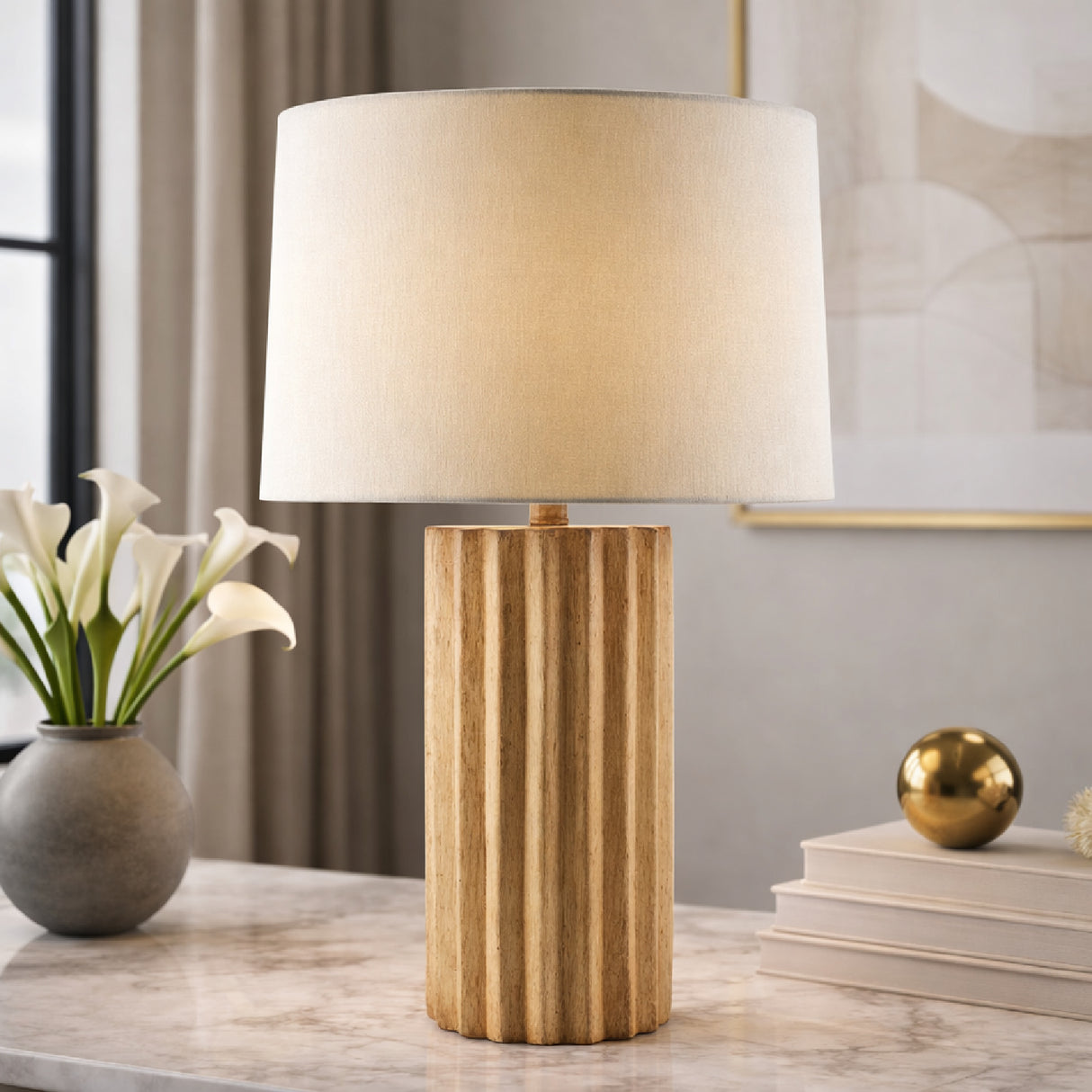 Modern European furniture - Ridged Ceramic Accent Table Lamp - www.oroa.com | Oroa.com