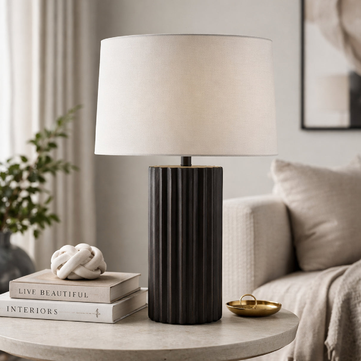 Modern European furniture - Ridged Ceramic Accent Table Lamp - www.oroa.com | Oroa.com