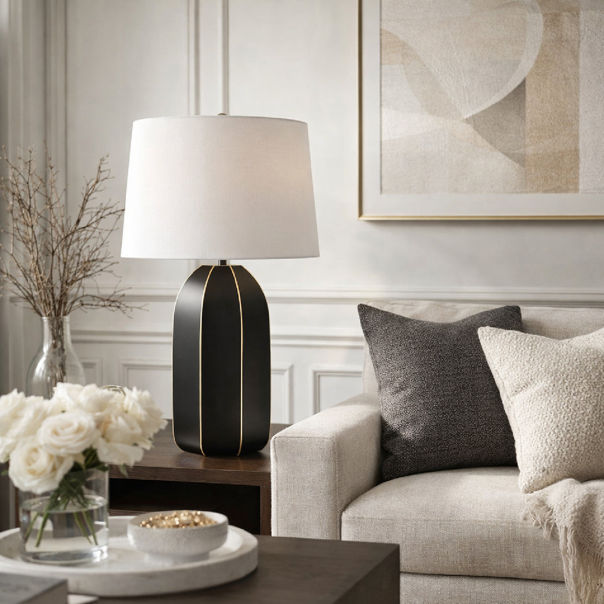 Modern European furniture - Black Ceramic Modern Table Lamp - www.oroa.com | Oroa.com