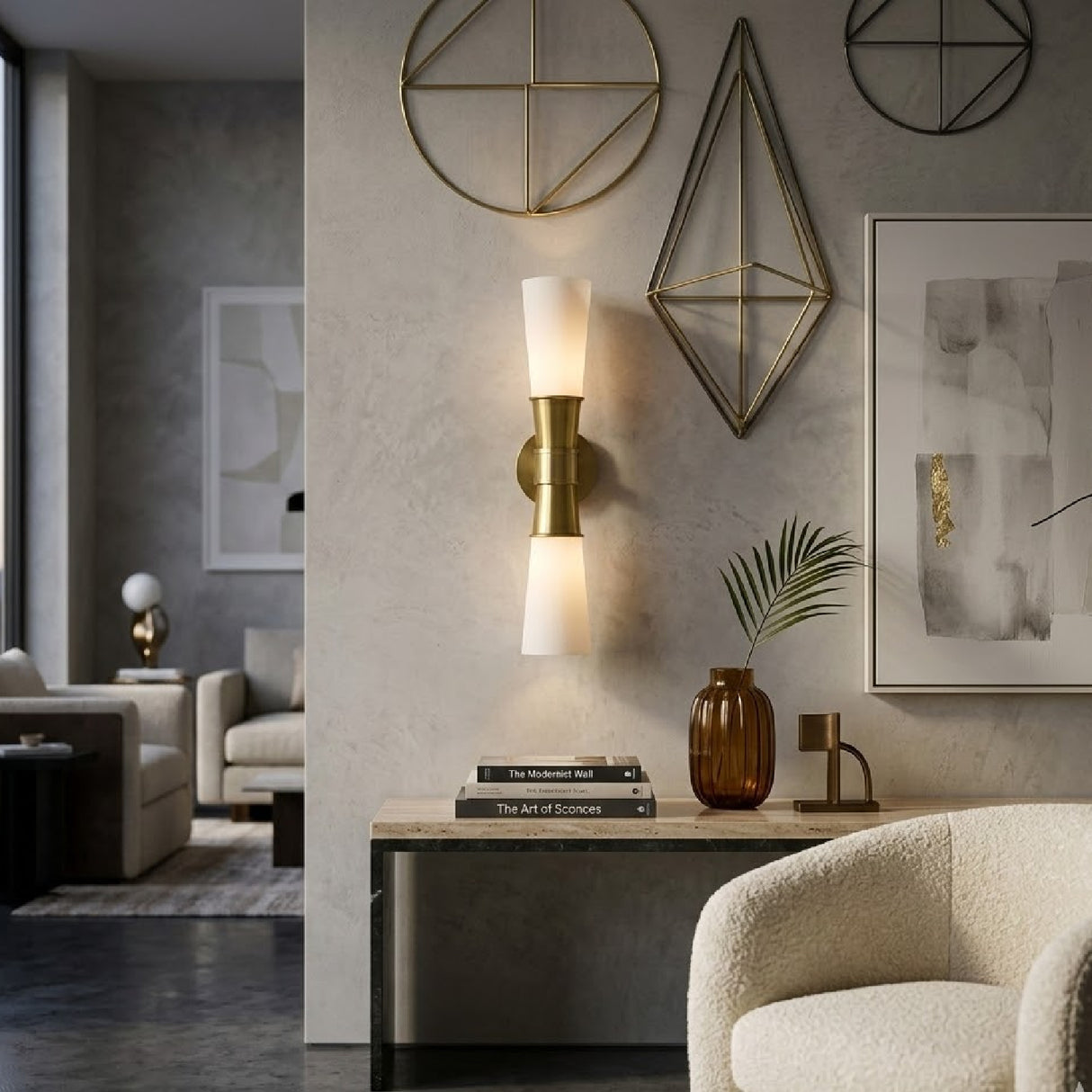 Modern European furniture - White Glass 2-Light Wall Lamp - www.oroa.com | Oroa.com