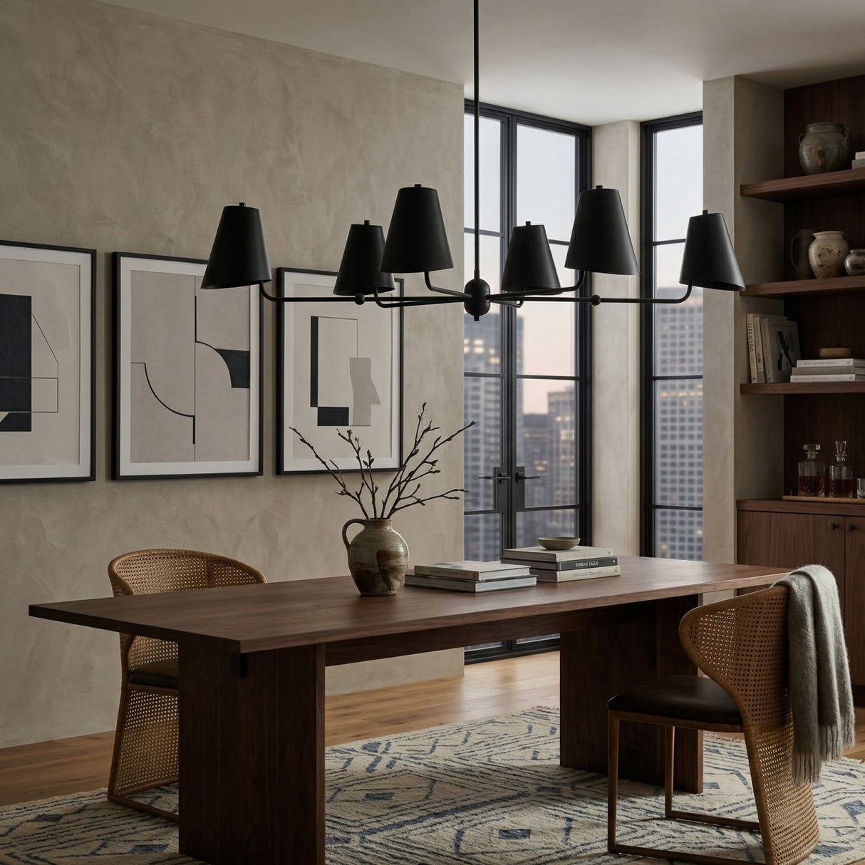 Modern European furniture - Black Metal 6-Light Chandelier - www.oroa.com | Oroa.com