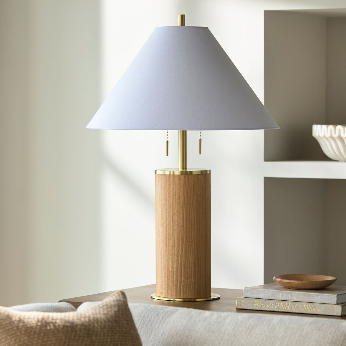 Modern European furniture - Cream Wood Base Table Lamp - www.oroa.com | Oroa.com