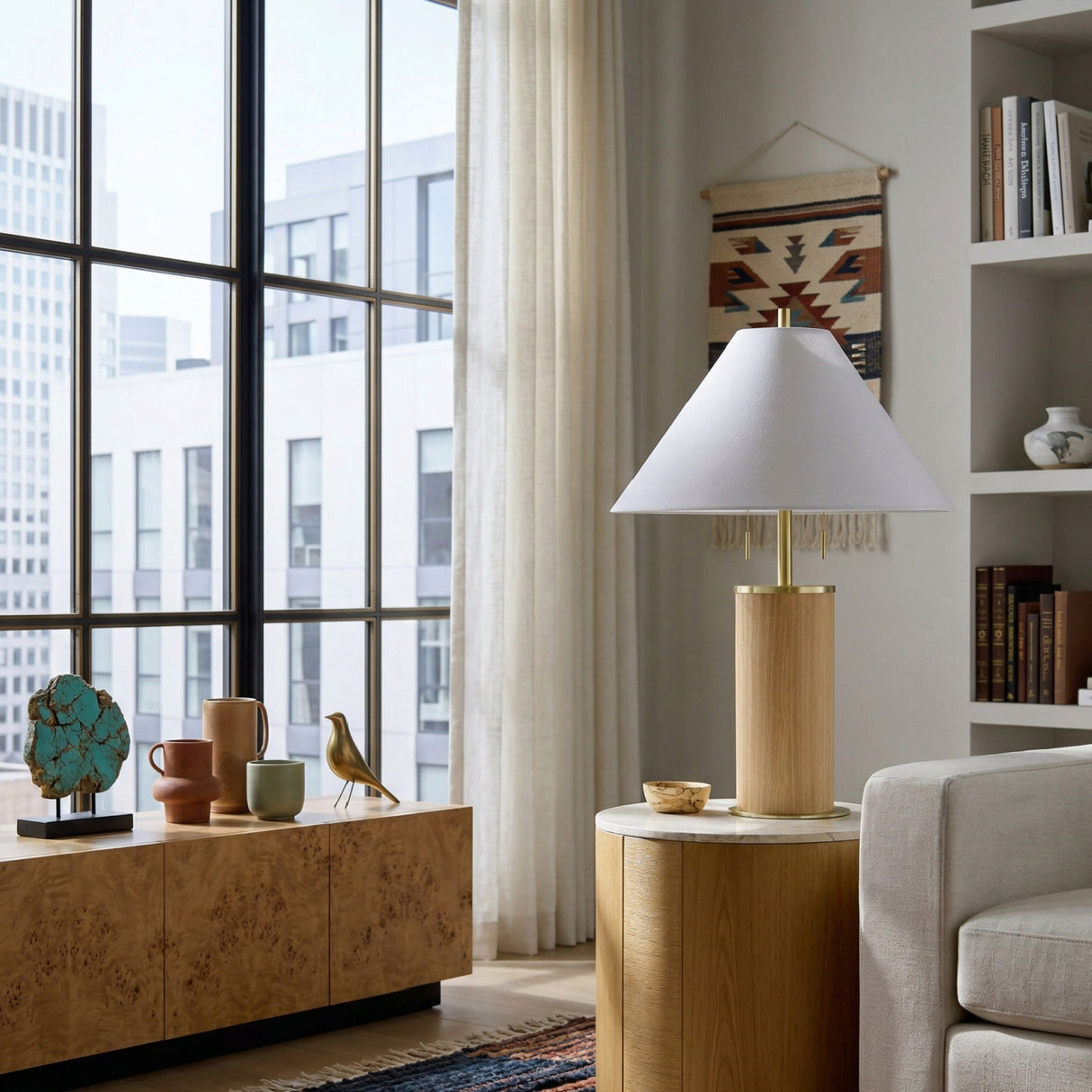 Modern European furniture - Cream Wood Base Table Lamp - www.oroa.com | Oroa.com