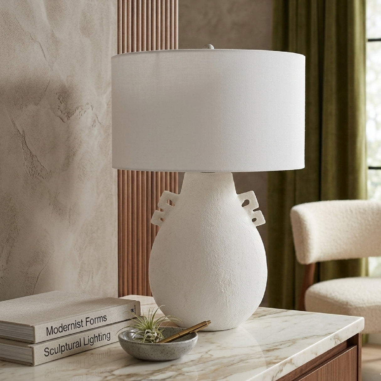 Modern European furniture - Glazed White Ceramic Table Lamp - www.oroa.com | Oroa.com