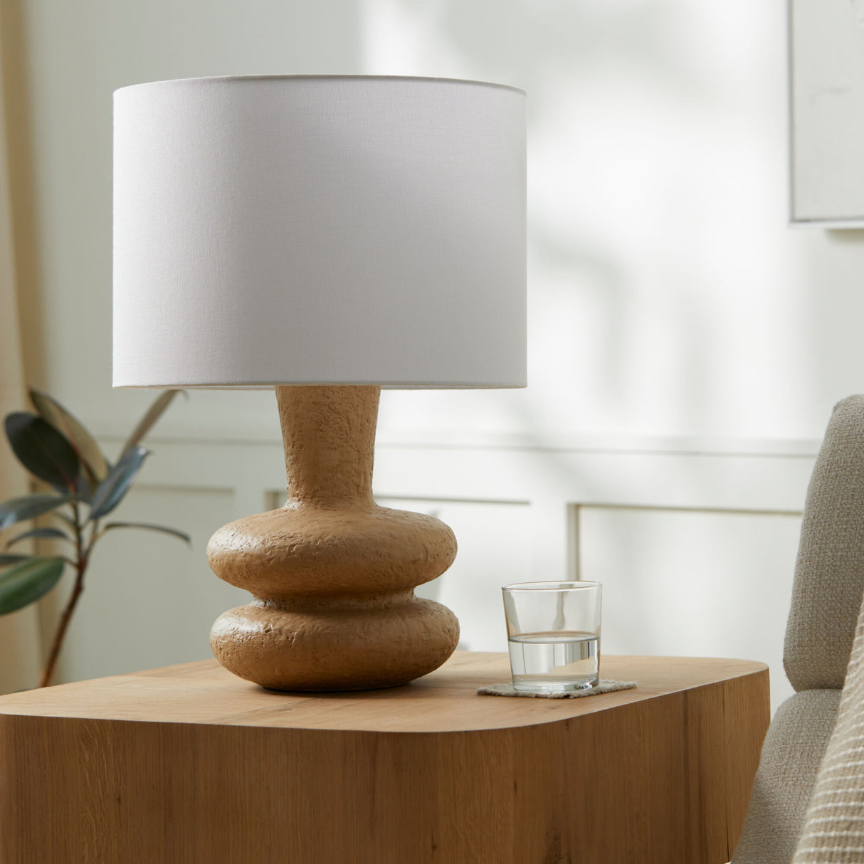 Modern European furniture - White Drum Linen Table Lamp - www.oroa.com | Oroa.com