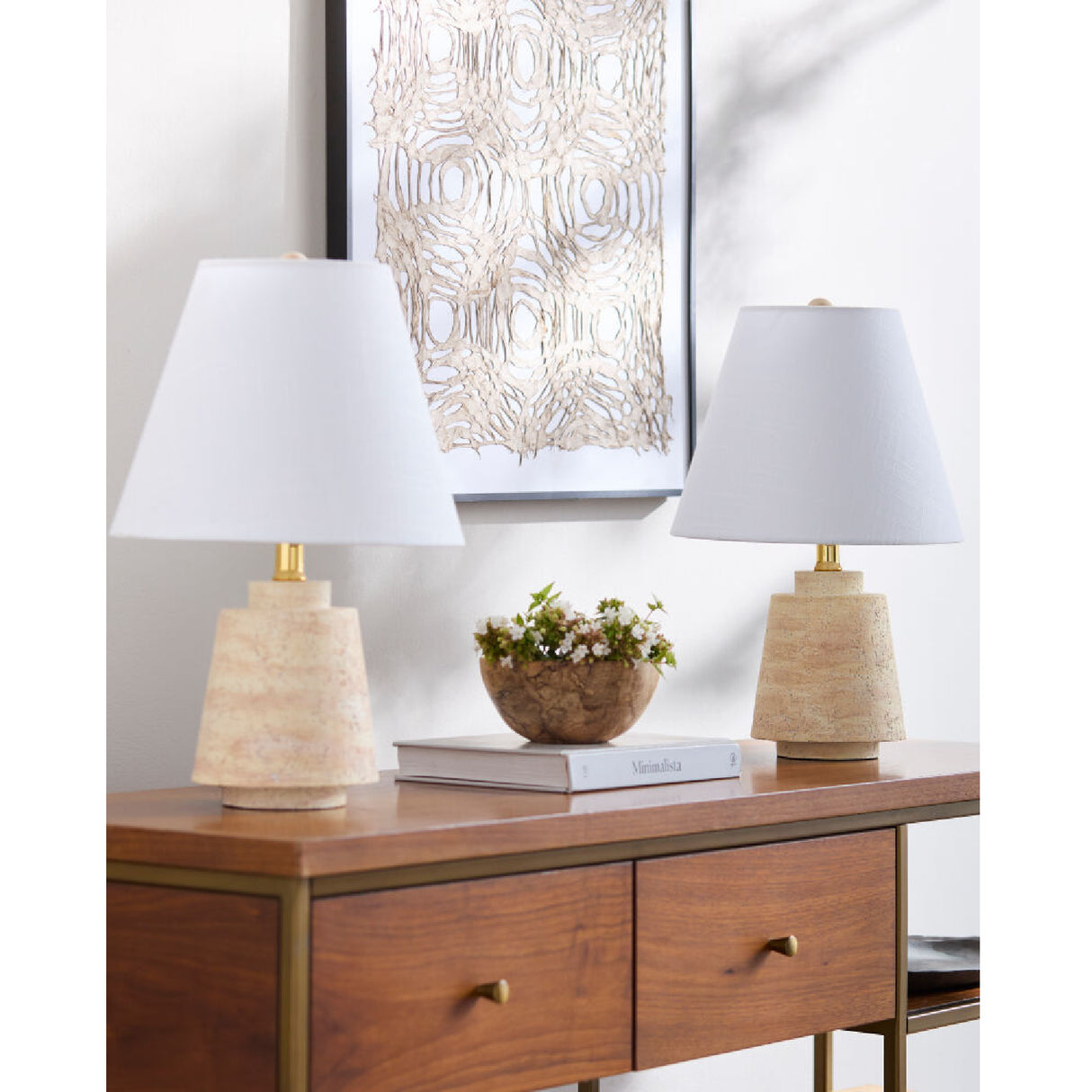 Modern European furniture - White Shade Accent Table Lamps (2) - www.oroa.com | Oroa.com