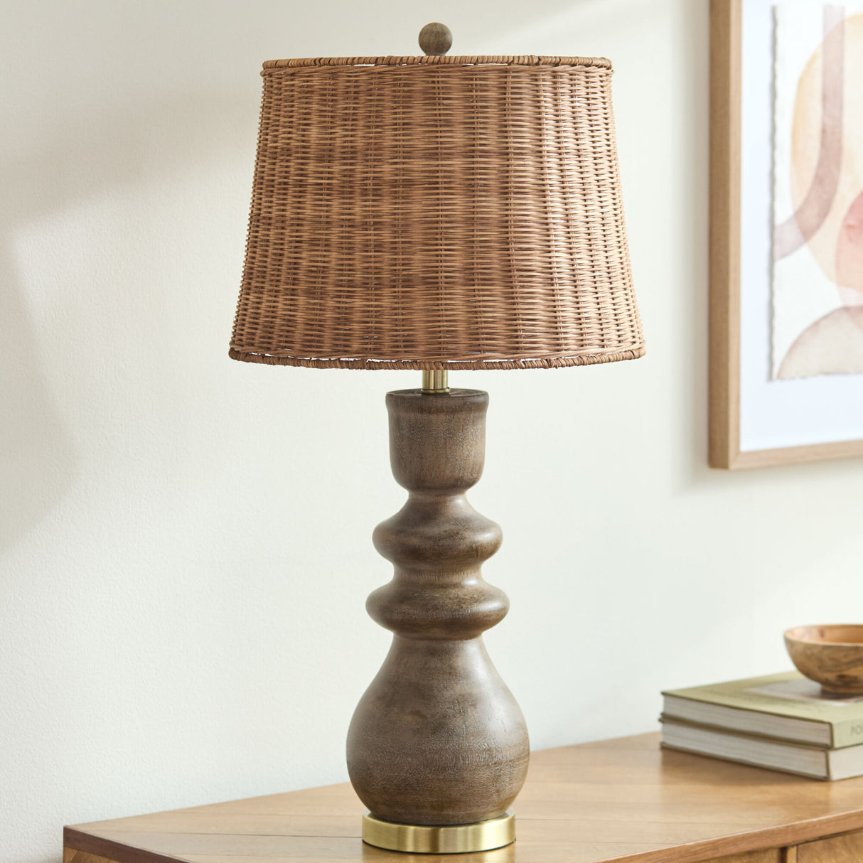 Modern European furniture - Rattan Brown Base Table Lamp - www.oroa.com | Oroa.com