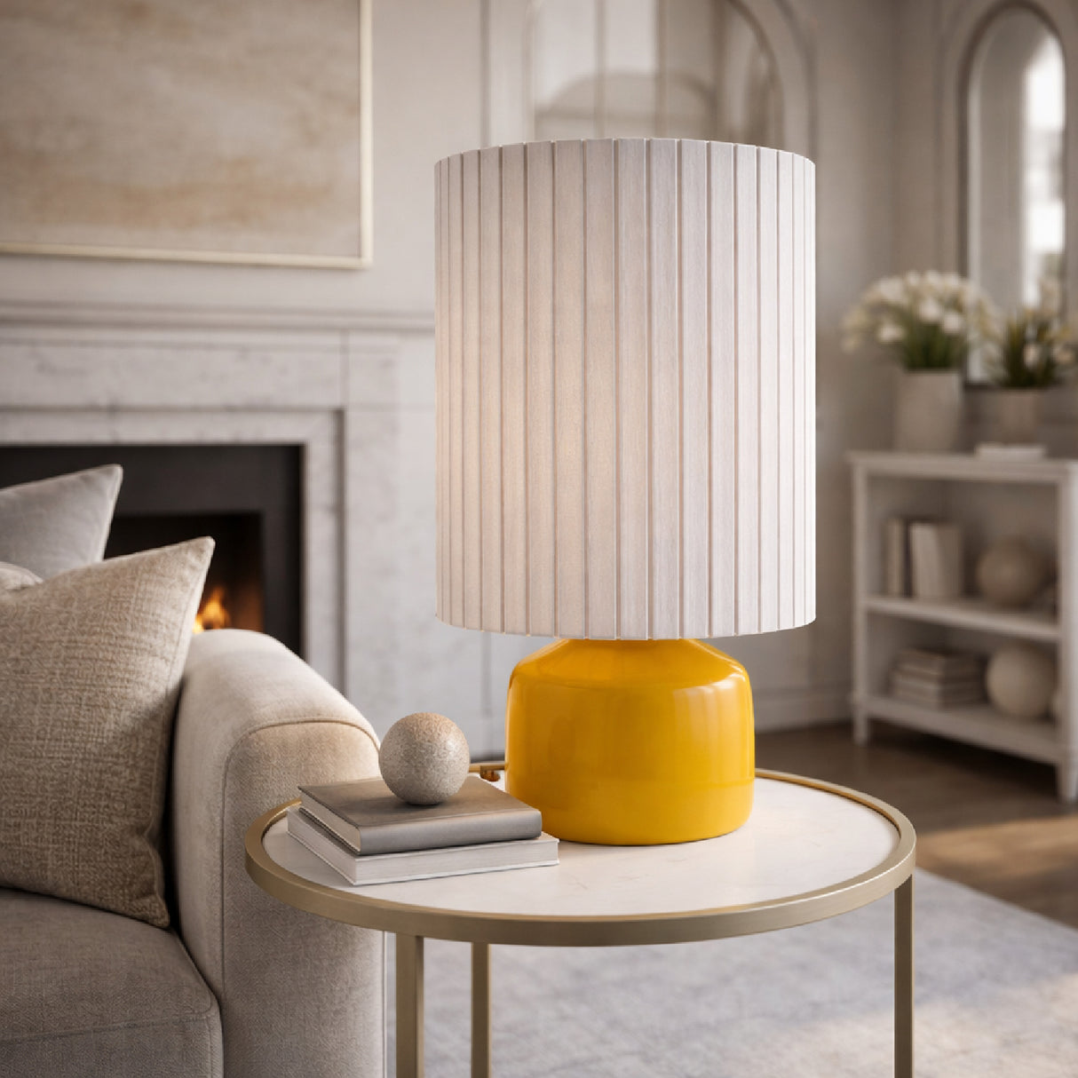 Modern European furniture - Reeded Linen Accent Table Lamp - www.oroa.com | Oroa.com