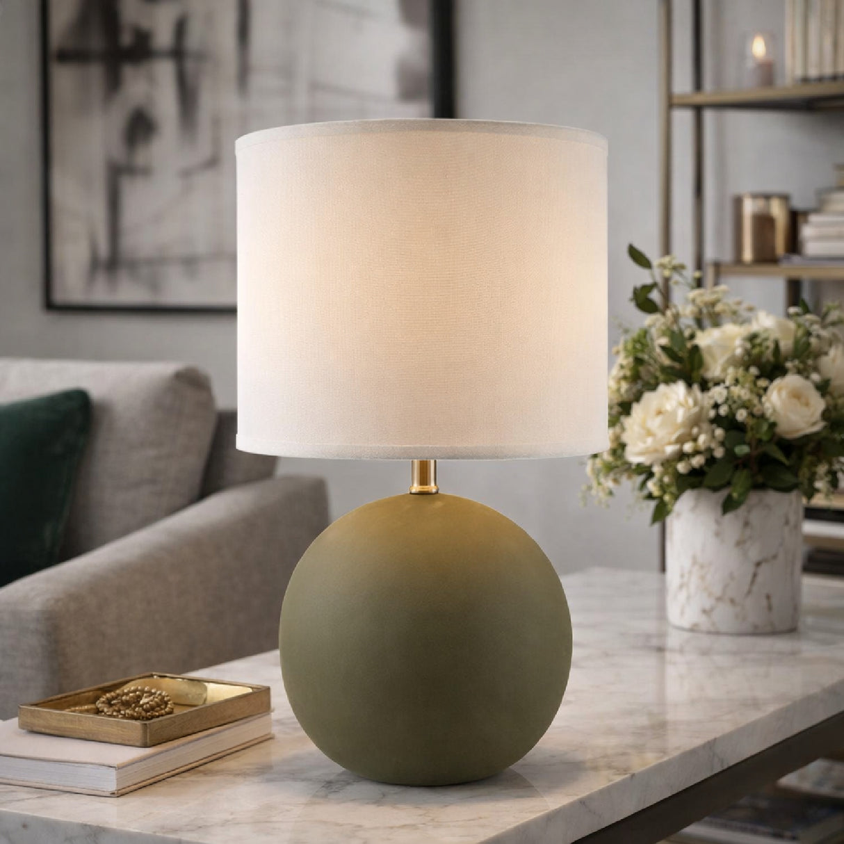 Modern European furniture - Round Ceramic Accent Table Lamp - www.oroa.com | Oroa.com