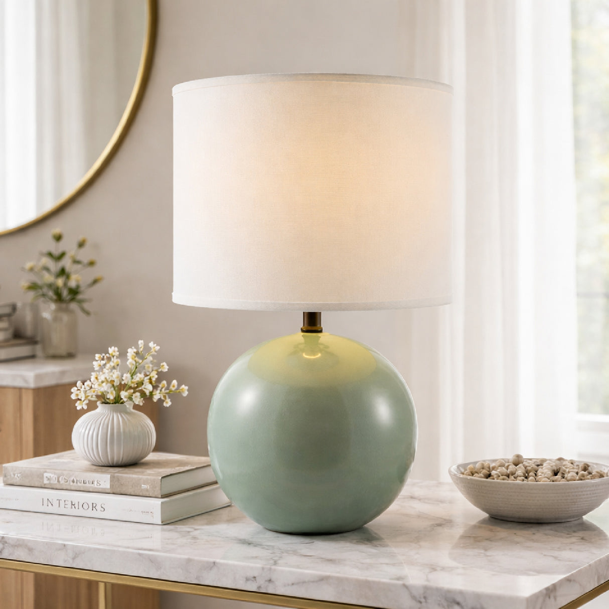 Modern European furniture - Round Ceramic Accent Table Lamp - www.oroa.com | Oroa.com